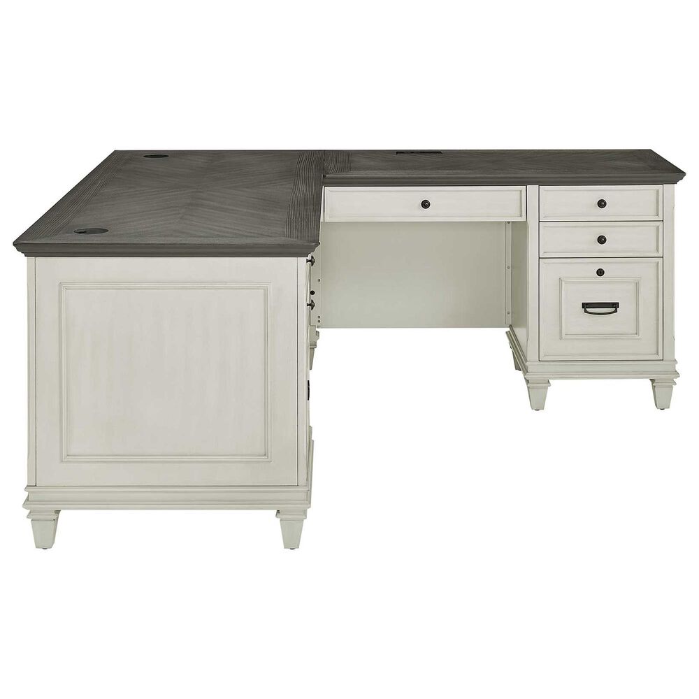 Wycliff Bay Hartford 3-Piece L-Shaped Desk with Lateral File Set in Antique White and Gray, , large