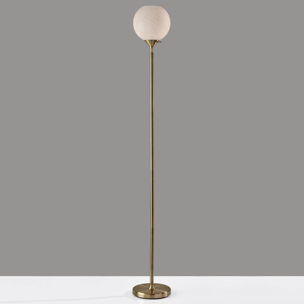 Adesso Swirl Torchiere Floor Lamp in Antique Brass, , large