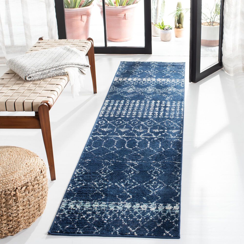 Safavieh Tulum TUL229N 2&#39; x 5&#39; Navy and Ivory Runner, , large