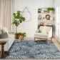 Nourison Garden Oasis Ivory and Navy 8" x 10" Indoor/Outdoor Area Rug, , large