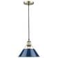 Golden Lighting Orwell 1-Light Medium Pendant with Matte Navy Shade in Aged Brass, , large