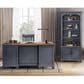 Legends Home Americana 2-Piece Executive Desk with Bookcase Pier Set in Corduroy Blue and Whiskey, , large