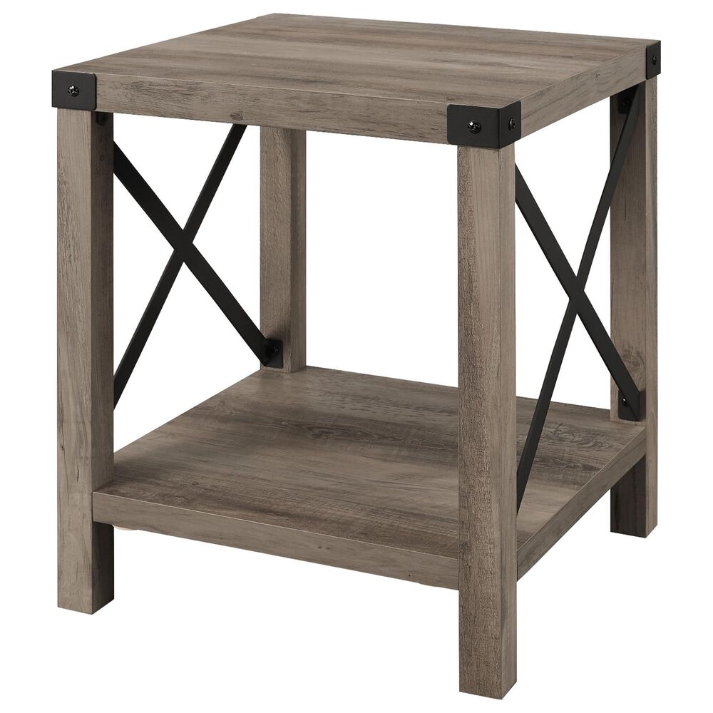 Walker Edison Barn Door Side Table in Grey Wash, , large