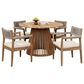 Hearth and Haven 5-Piece Outdoor Dining Set with Cream Cushion in Light Teak, , large
