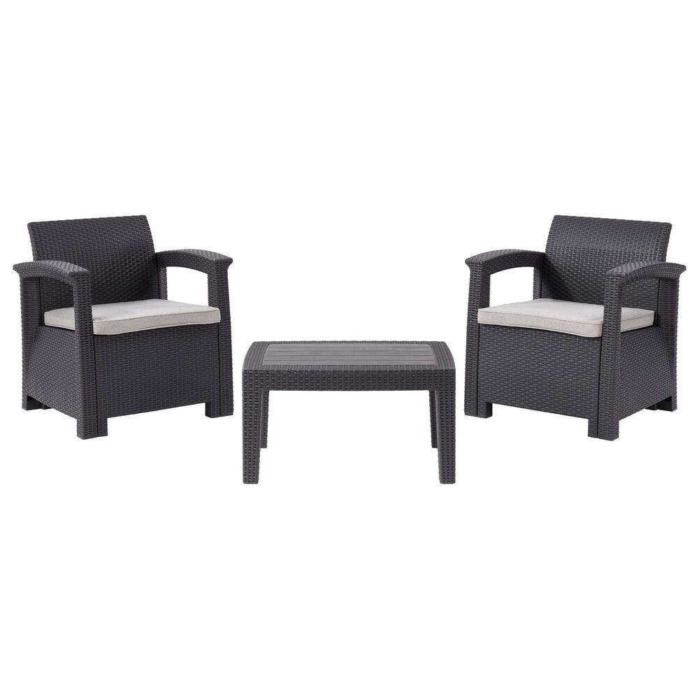 CorLiving Lake Front 3-Piece Patio Chat Set in Black/Gray, , large