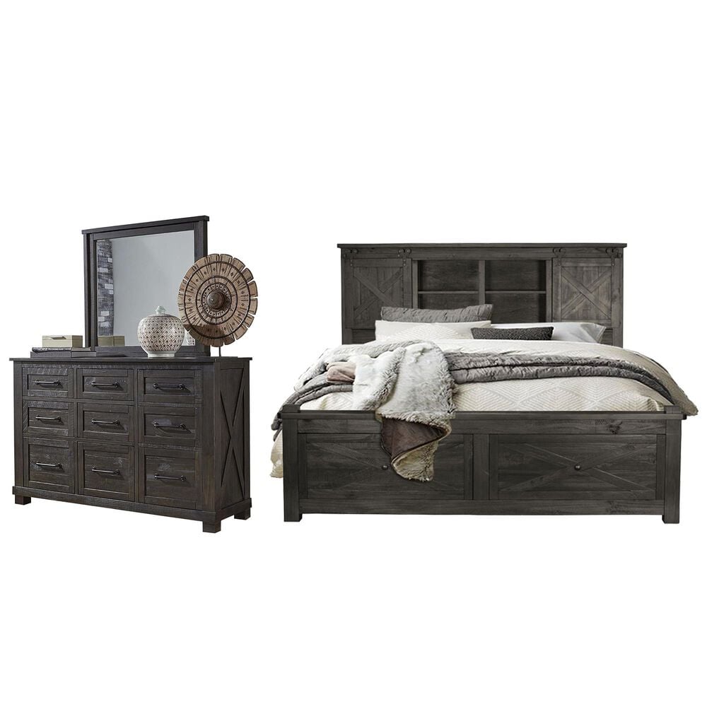 A-America Sun Valley 3 Piece Queen Storage Bedroom Set in Charcoal, , large