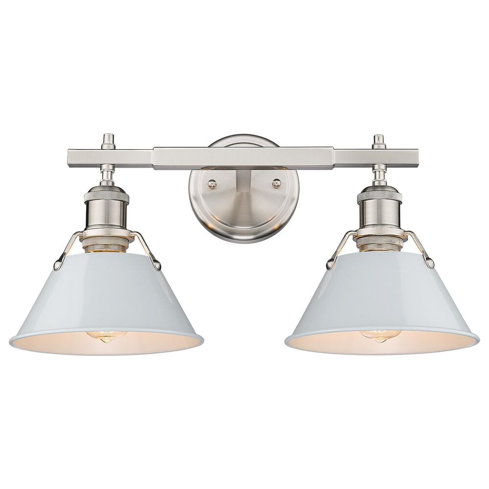 Golden Lighting Orwell 2-Light Bath Vanity with Dusky Blue Shade in Pewter, , large
