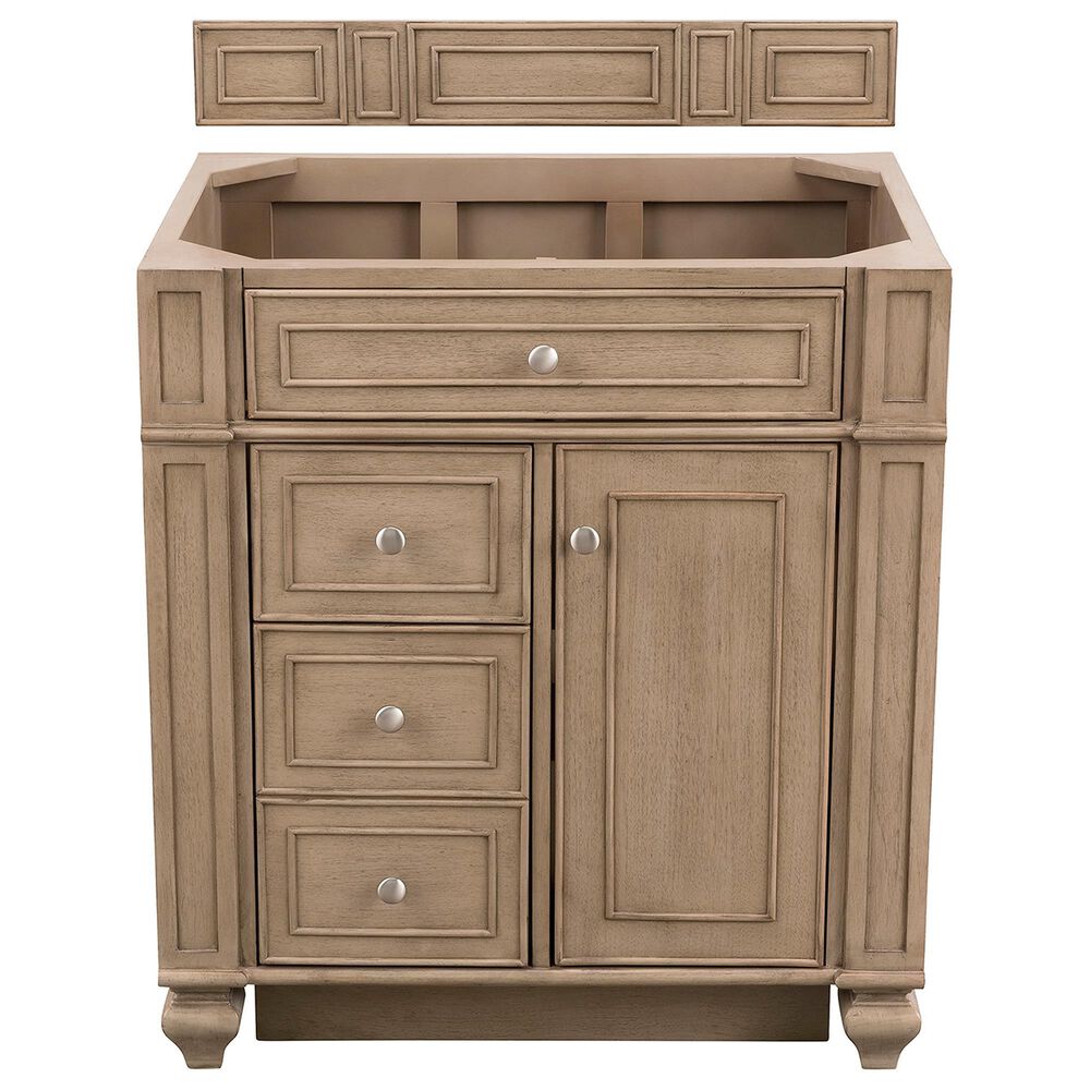 James Martin Vanities Bristol 30&quot; Single Bathroom Vanity in Whitewashed Walnut with 3 cm Lime Delight Quartz Top and Rectangular Sink, , large