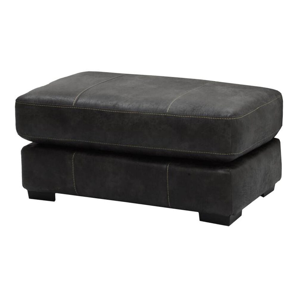 Hartsfield Casual Gray Bonded Leather Ottoman, , large