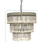 Creative Coop Laurel 3-Tier Wood Bead Chandelier with Antique White Shade, , large