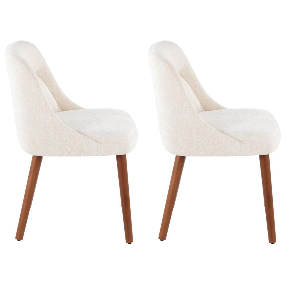 Lumisource Rina Side Chair with Cream Cushion in Walnut &#40;Set of 2&#41;, , large