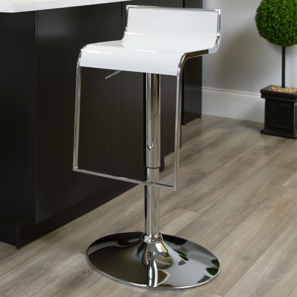 Flash Furniture Adjustable Barstool in White, , large