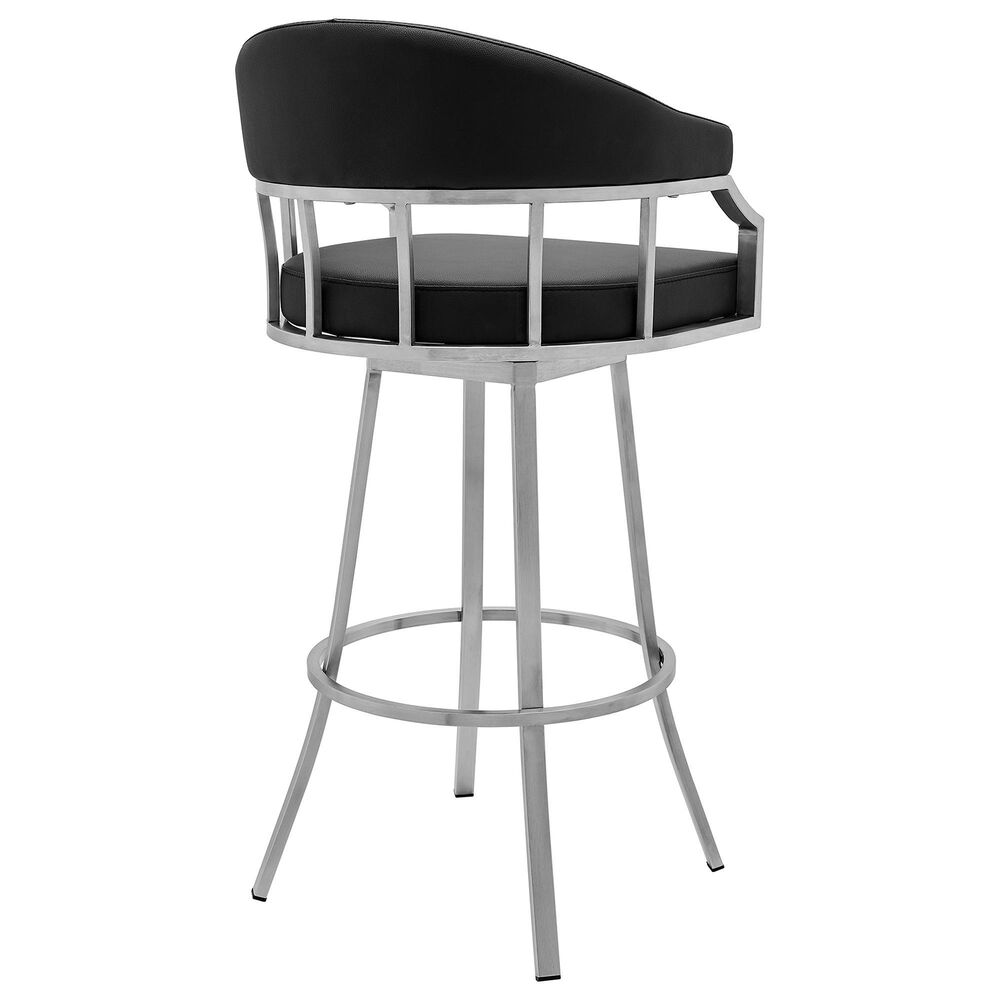 Blue River Palmdale 26&quot; Swivel Counter Stool with Black Seat in Brushed Stainless Steel, , large