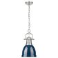 Golden Lighting Duncan 1-Light Small Pendant with Chain and Matte Navy Shade in Pewter, , large
