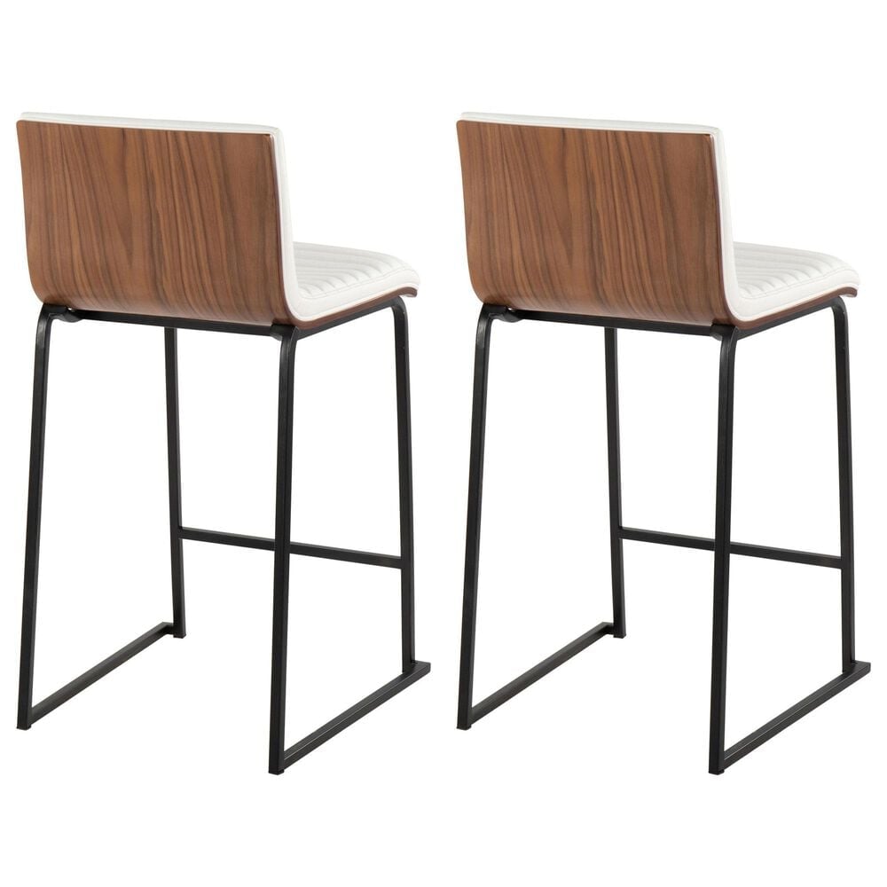 Lumisource Mason Mara Counter Stool with White Cushion in Black and Walnut &#40;Set of 2&#41;, , large