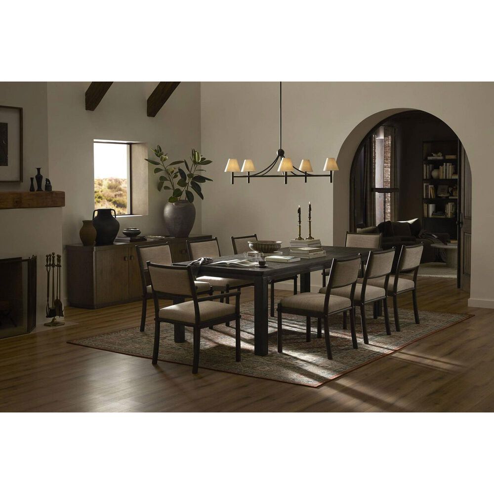 Four Hands Akiro Dining Side Chair with Laken Stone Fabric in Warm Oak, , large