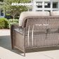 Hearth and Haven Outdoor Sofa with T-back Cushions and Brown Wicker in Beige, , large