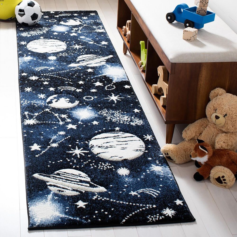Safavieh Carousel 2&#39;3&quot; x 10&#39; Dark Blue and Light Blue Kids Runner, , large