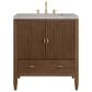 James Martin Myrrin 30" Single Bathroom Vanity in Mid-Century Walnut with 3 cm Victorian Silver Silestone Top and Rectangular Sink, , large
