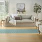 Nourison Twist Reversible 2"2" x 12" Aqua Indoor/Outdoor Runner, , large