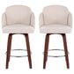 LumiSource Dahlia Swivel Counter Stool with Cream Fabric Upholstery in Walnut and Chrome (Set of 2), , large