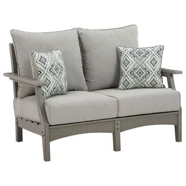 Ashley Visola Stationary Loveseat with Cushion in Gray, , large