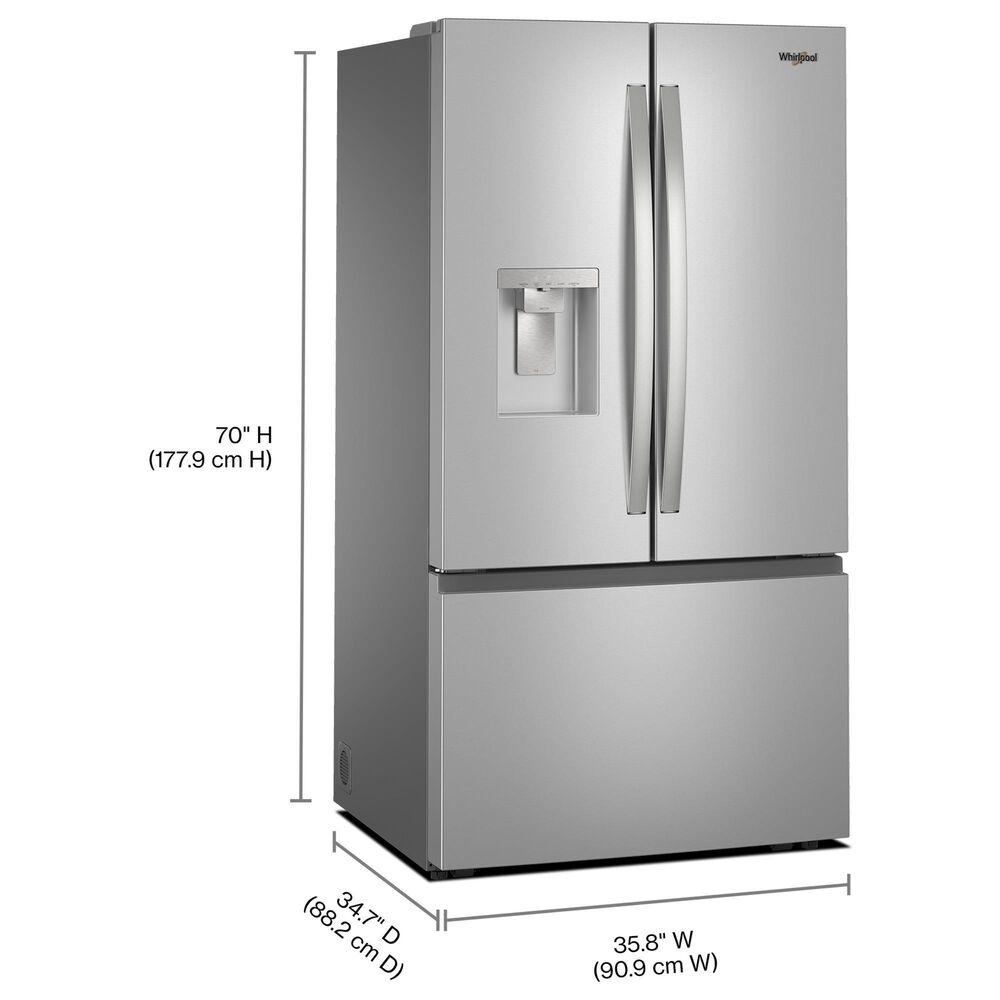Whirlpool 29.58 Cu. Ft. Freestanding French Door Bottom Mount Refrigerator in Fingerprint Resistant Stainless Steel, , large