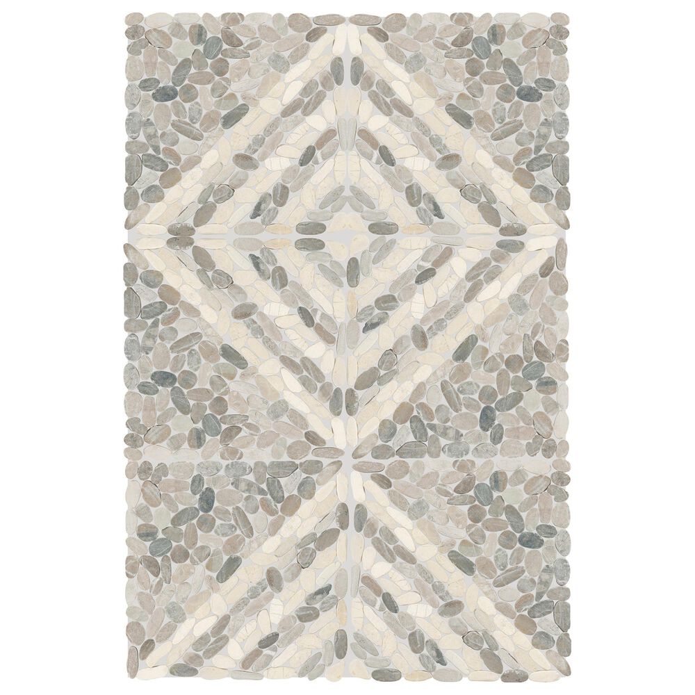 Dal-Tile Pebble Oasis Coal 12" x 12" Striped Natural Stone Mosaic Sheet, , large
