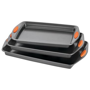 Rachael Ray 3-Piece Nonstick Cookie Pan Set in Gray and Orange, , large
