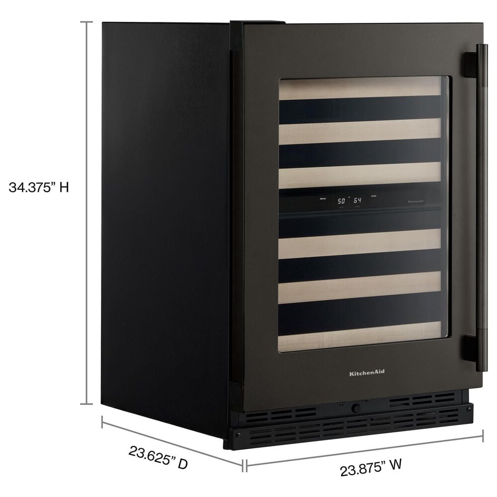 KitchenAid 24&quot; Undercounter Wine Cellar with Full-Extension Wood-Front Racks and Left Hinge in Black Ore, , large