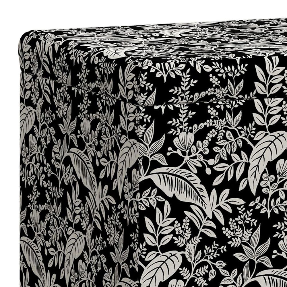 Rifle Paper Co Crafted by Cloth &amp; Company Willie Storage Bench in Canopy Black/Cream, , large