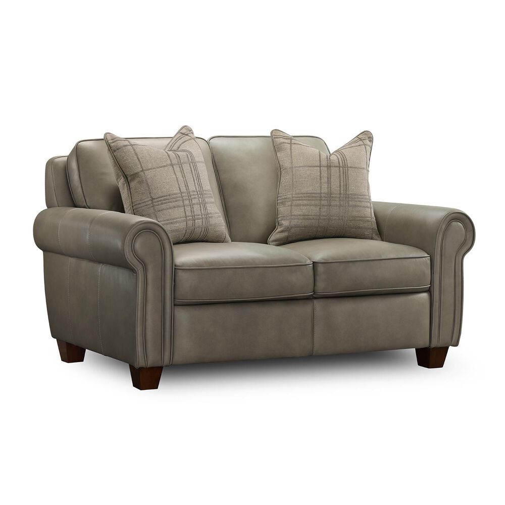 Sienna Designs Leather Stationary Loveseat in Treasure Cement, , large