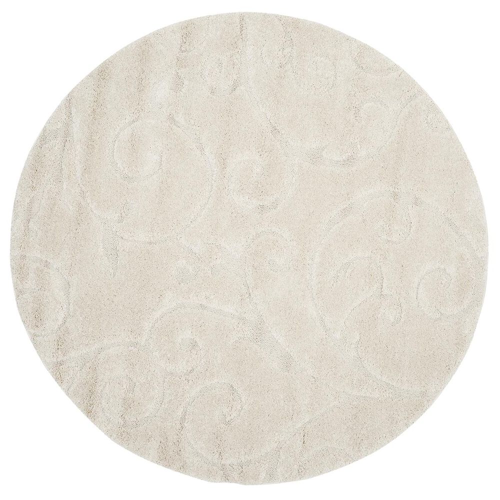 Safavieh Florida Shag SG455-1111-5R 5" x 5"  Creme/Creme Round Rug, , large