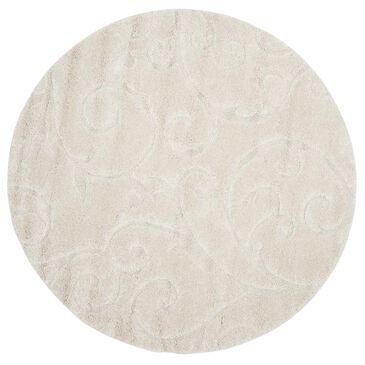 Safavieh Florida Shag SG455-1111-5R 5" x 5"  Creme/Creme Round Rug, , large