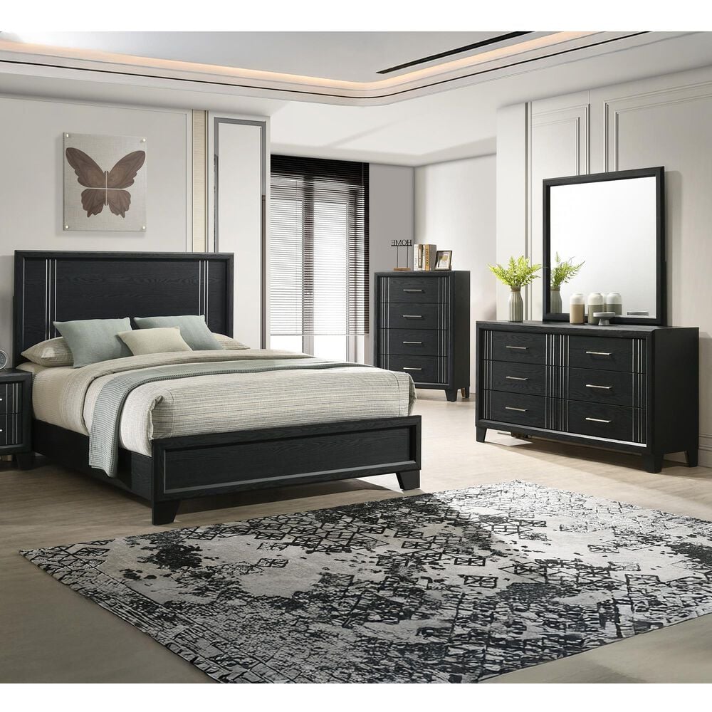Crown Mark Charlie 3-Piece Full Panel Bedroom Set in Charcoal, , large