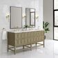 James Martin Vanities Emmeline 72" Double Bathroom Vanity in Pebble Oak with 3 cm Ethereal Noctis Quartz Top and Rectangular Sinks, , large
