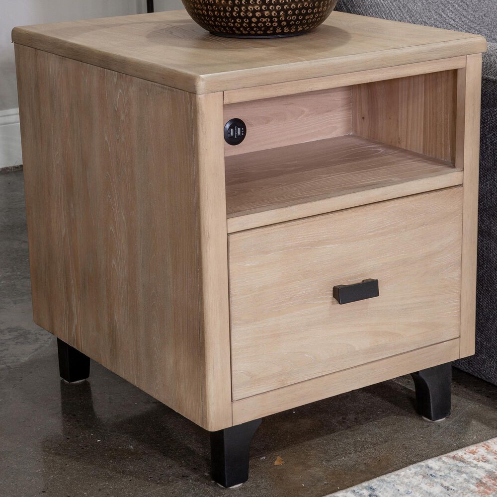 Signature Design by Ashley Freslowe Rectangular End Table in Light Brown and Black, , large