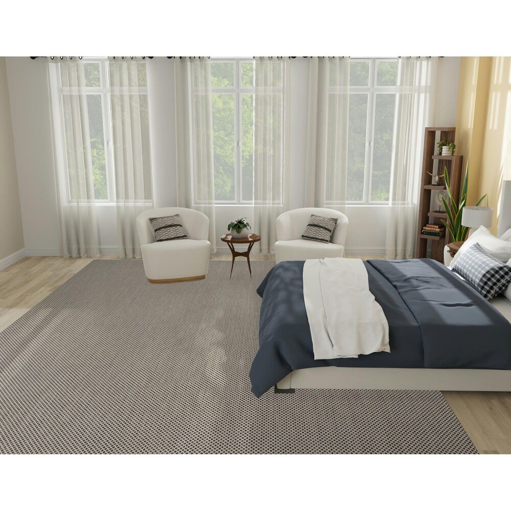 Nourison Courtyard Ivory and Charcoal 10&#39; x 14&#39; Indoor/Outdoor Area Rug, , large