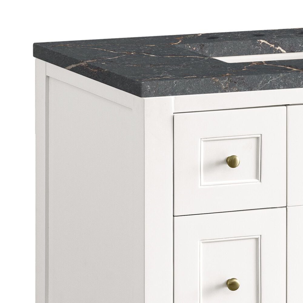 James Martin Vanities Breckenridge 36&quot; Single Bathroom Vanity in Bright White with 3 cm Parisien Bleu Quartz Top and Rectangular Sink, , large