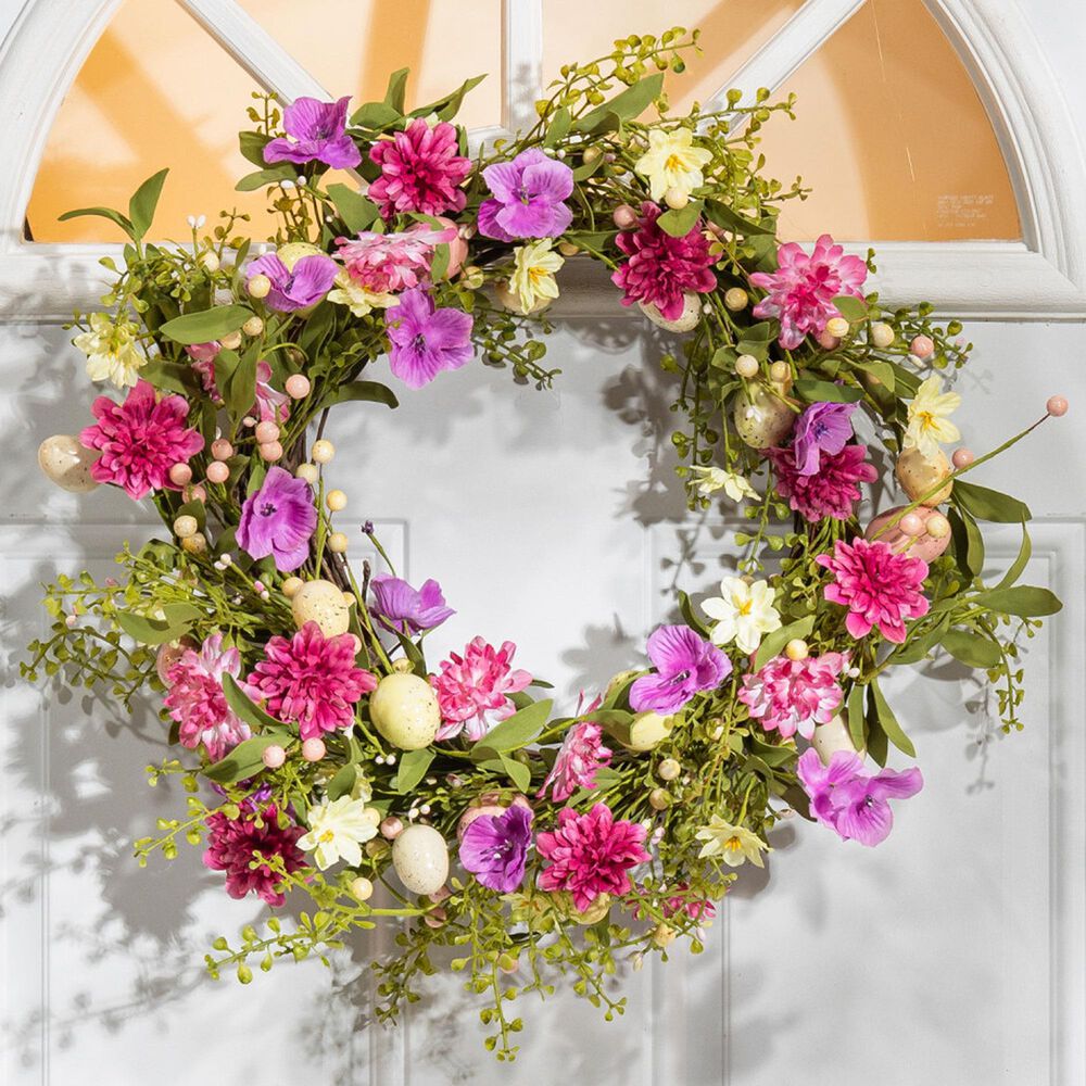 The Gerson Company 24" Easter Egg Wreath in Multicolor, , large