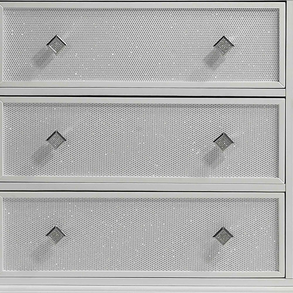 New Heritage Design Stardust 6-Drawer Dresser and Mirror in White and Silver, , large