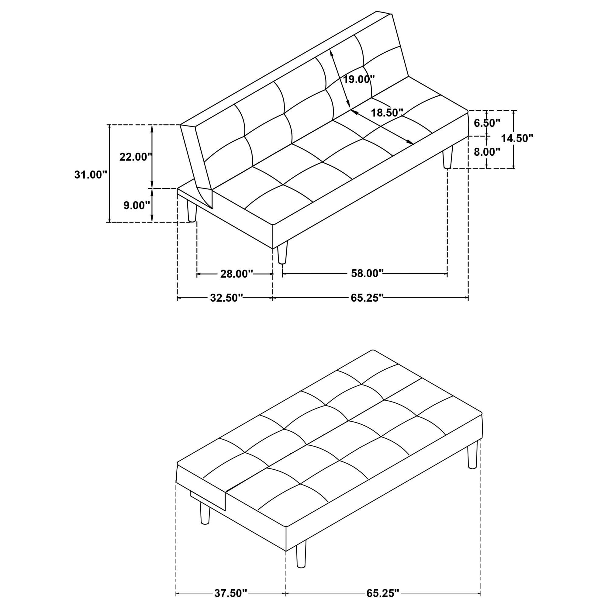 Pacific Landing Stanford Push Back Convertible Sofa Bed in Black