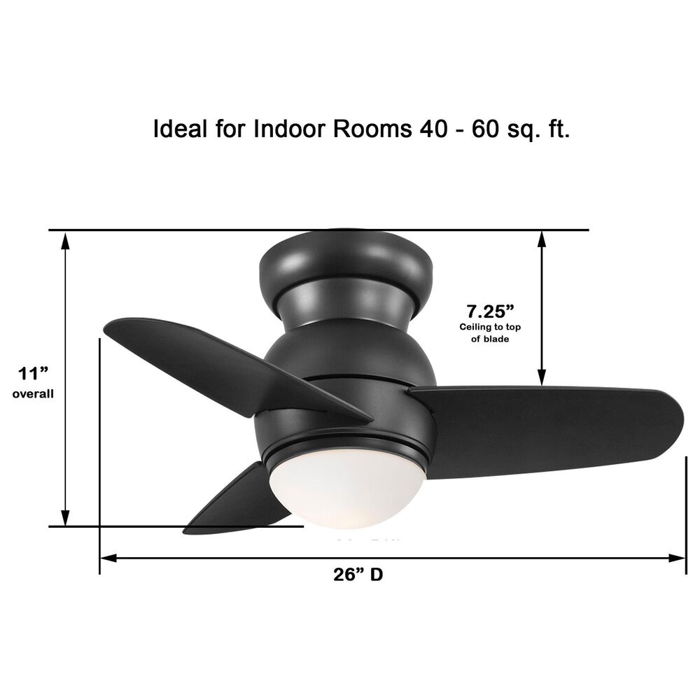 Minka-Aire Spacesaver 26" Ceiling Fan with LED Light in Coal, , large