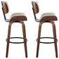 LumiSource Lombardi 30" Swivel Barstool with Cream Faux Leather Upholstery in Walnut and Black (Set of 2), , large