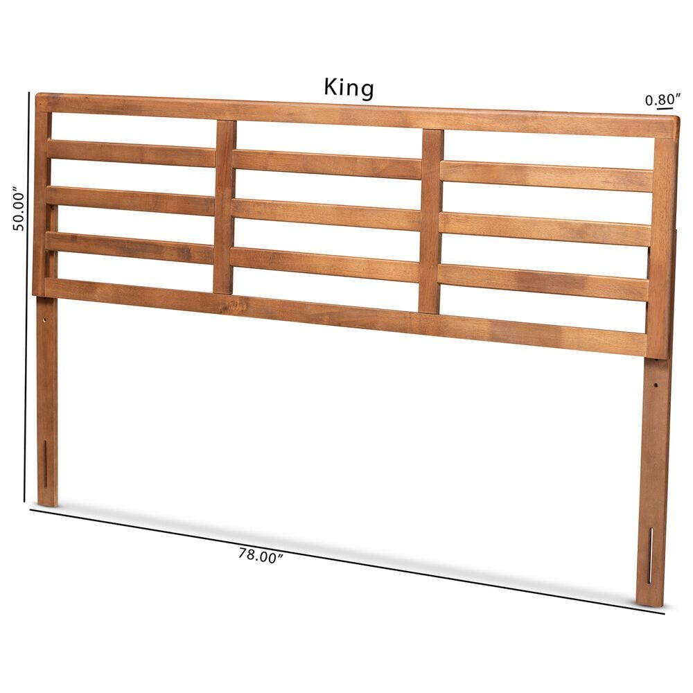 Baxton Studio Akemi King Slat Headboard in Ash Walnut, , large