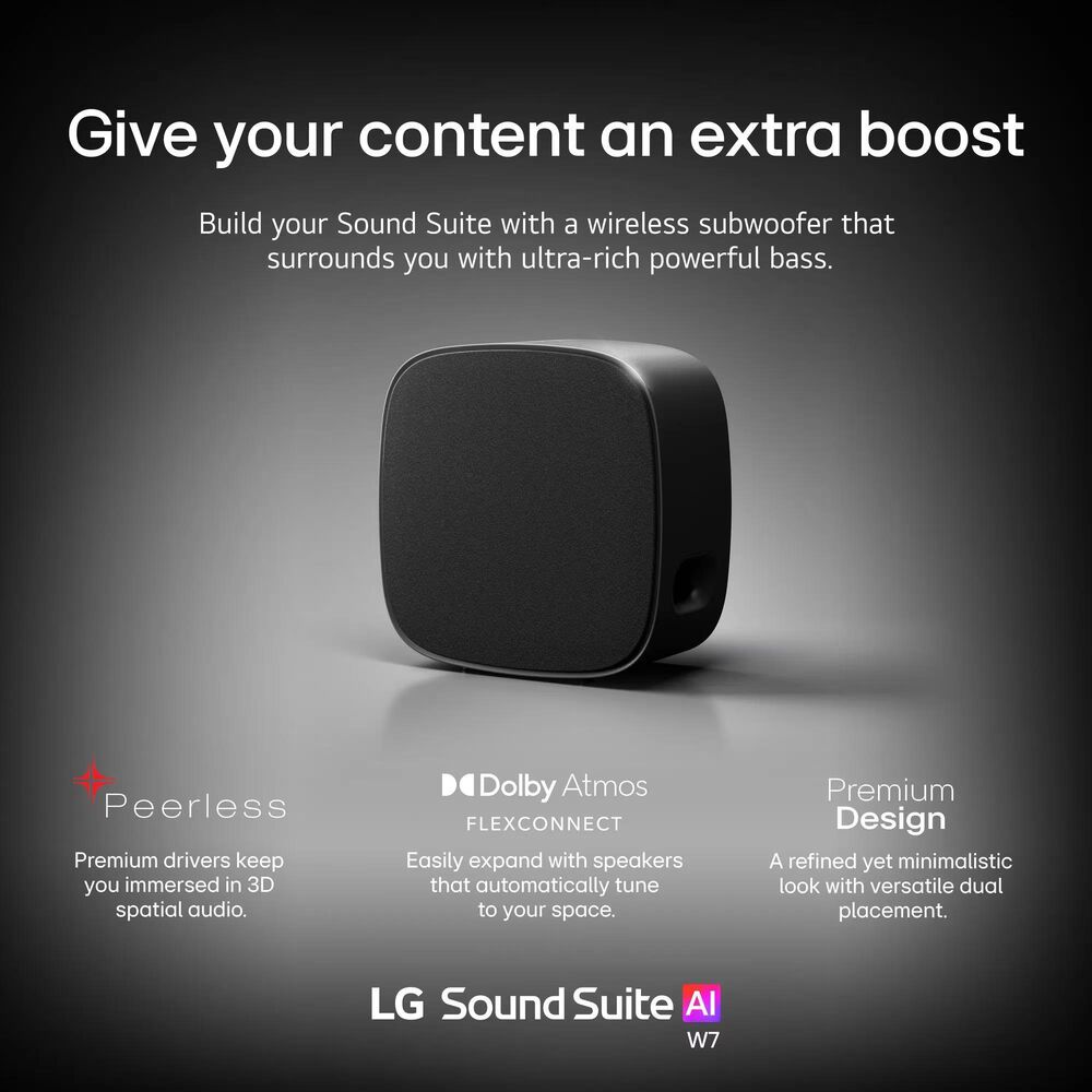 LG 8" Sound Suite W7 Wireless Subwoofer in Black, , large