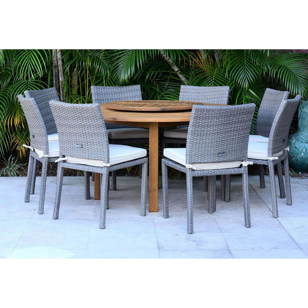 International Home Miami Sivi 9-Piece Round Patio Dining Set in Grey and Light Oak, , large