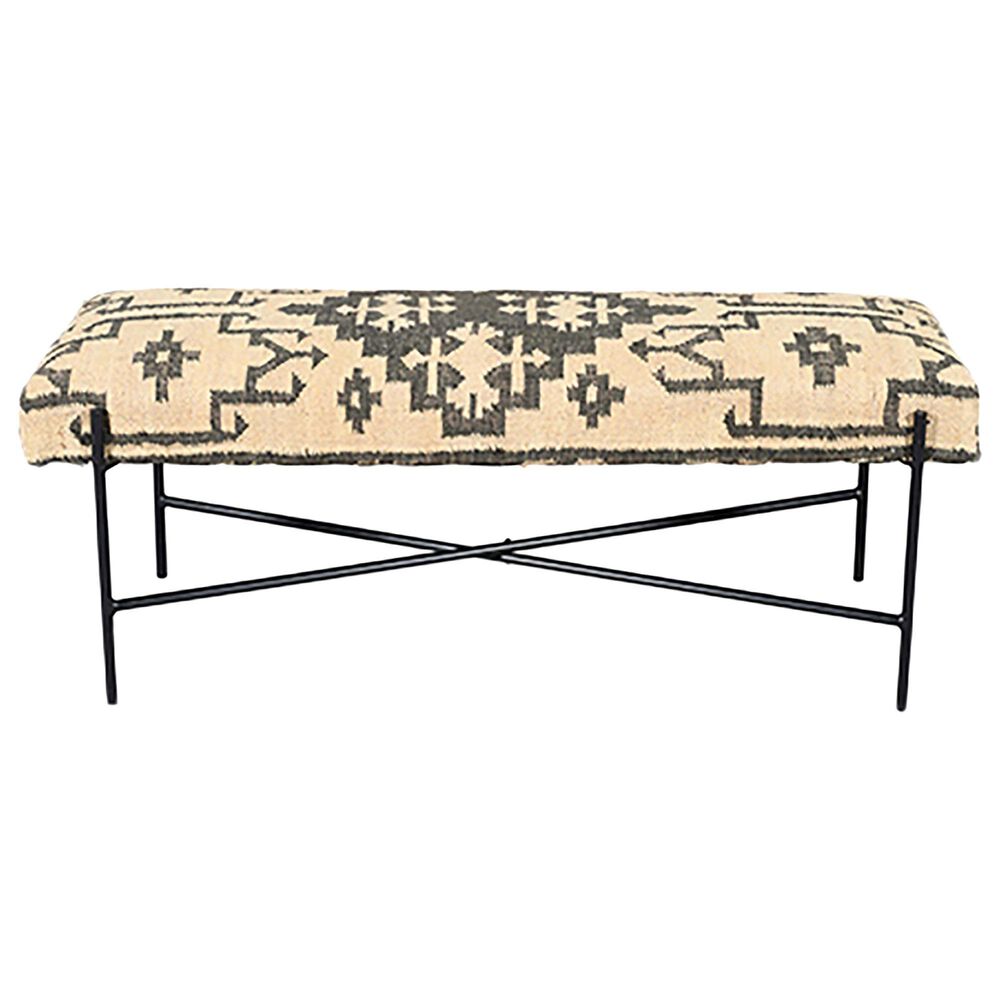 L.R. Home Barkley 48&quot; Bench with Cream Cushion in Black, , large