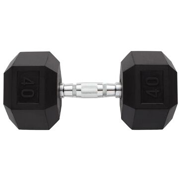 Weider 40 lb. Rubber Hex Dumbbell in Black and Chrome, , large
