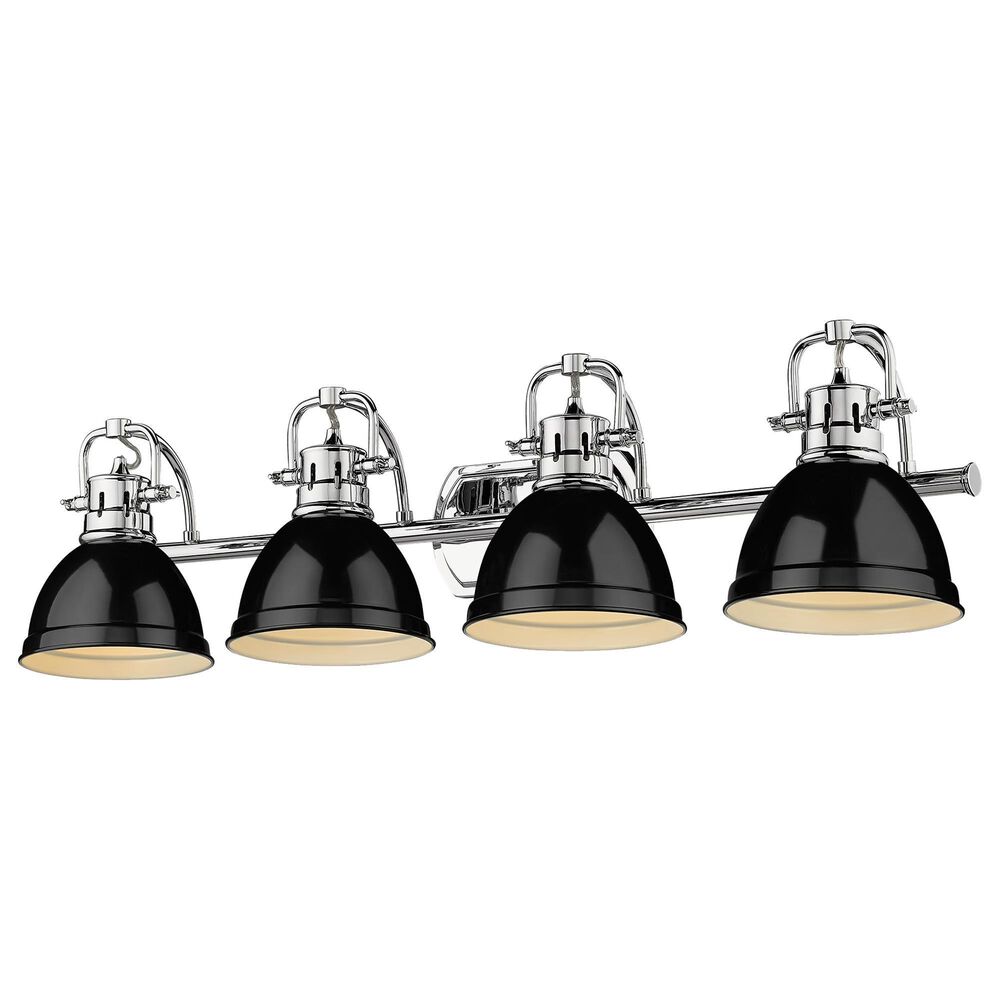 Golden Lighting Duncan 4-Light Bath Vanity with Black Shade in Chrome, , large